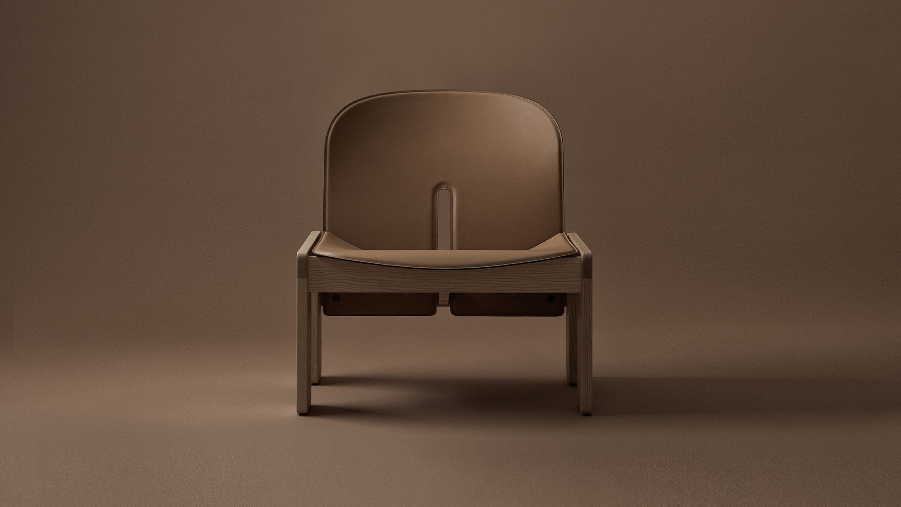 Karakter Scarpa 925 lounge chair in leather and ash, viewed from the front