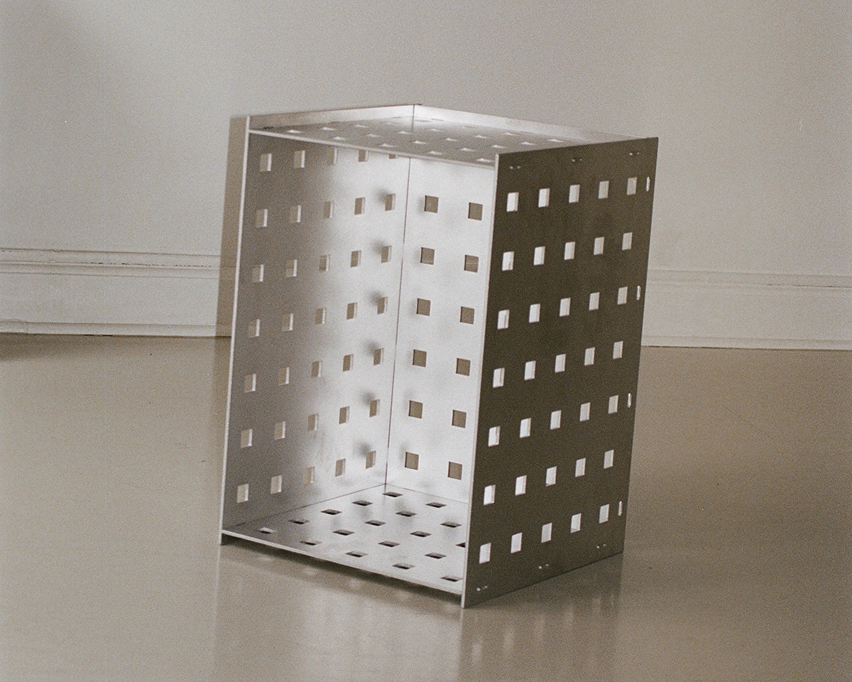 FRAMA Rivet Series perforated aluminium module by Jonas Trampedach in a studio setting