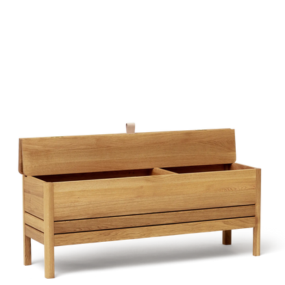 A Line Storage Bench 111, Oak — source: formandrefine.com