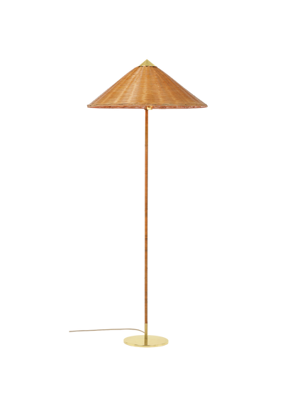 9602 Floor Lamp — FRT 9602 Floor Lamp Brass Wicker Willow