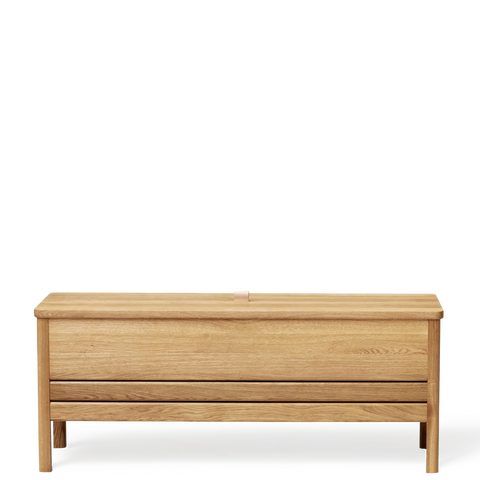 A Line Storage Bench 111, Oak — source: formandrefine.com