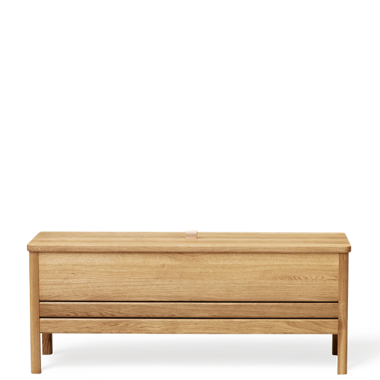 A Line Storage Bench 111, Oak — source: formandrefine.com