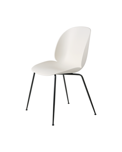 Beetle Dining Chair, Un-Upholstered — F3Q Beetle Dining Chair Shell Alabaster White Conic Base Black Matt