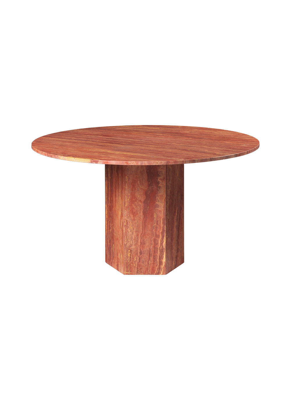 Epic Dining Table, Round — FRT Epic DiningTable Round 130 RedTravertine
