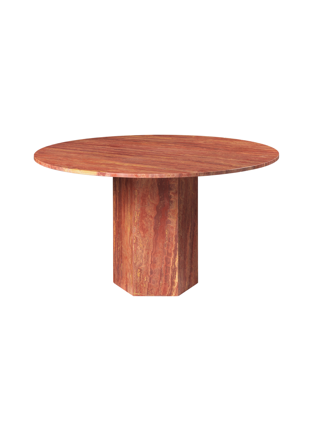 Epic Dining Table, Round — FRT Epic DiningTable Round 130 RedTravertine