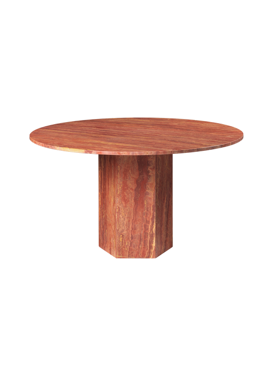 Epic Dining Table, Round — FRT Epic DiningTable Round 130 RedTravertine