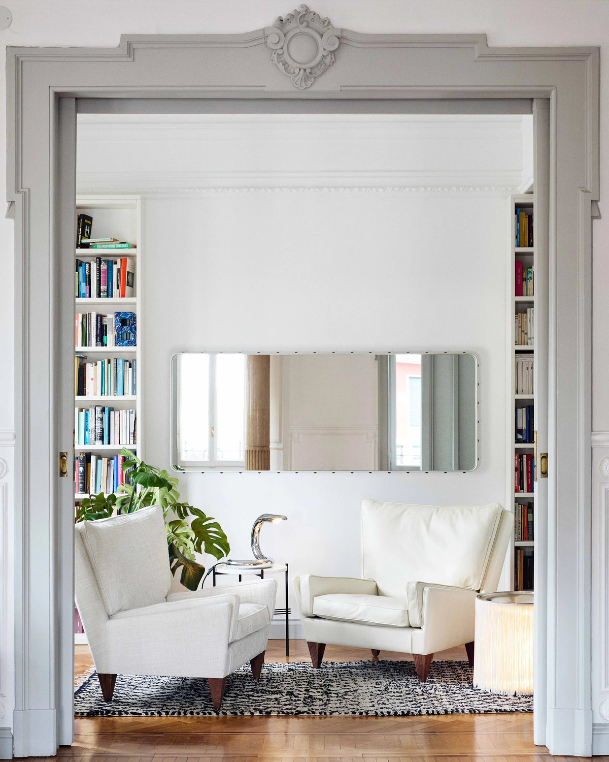 Adnet Wall Mirror Rectangular by GUBI shown in an interior setting, view 2