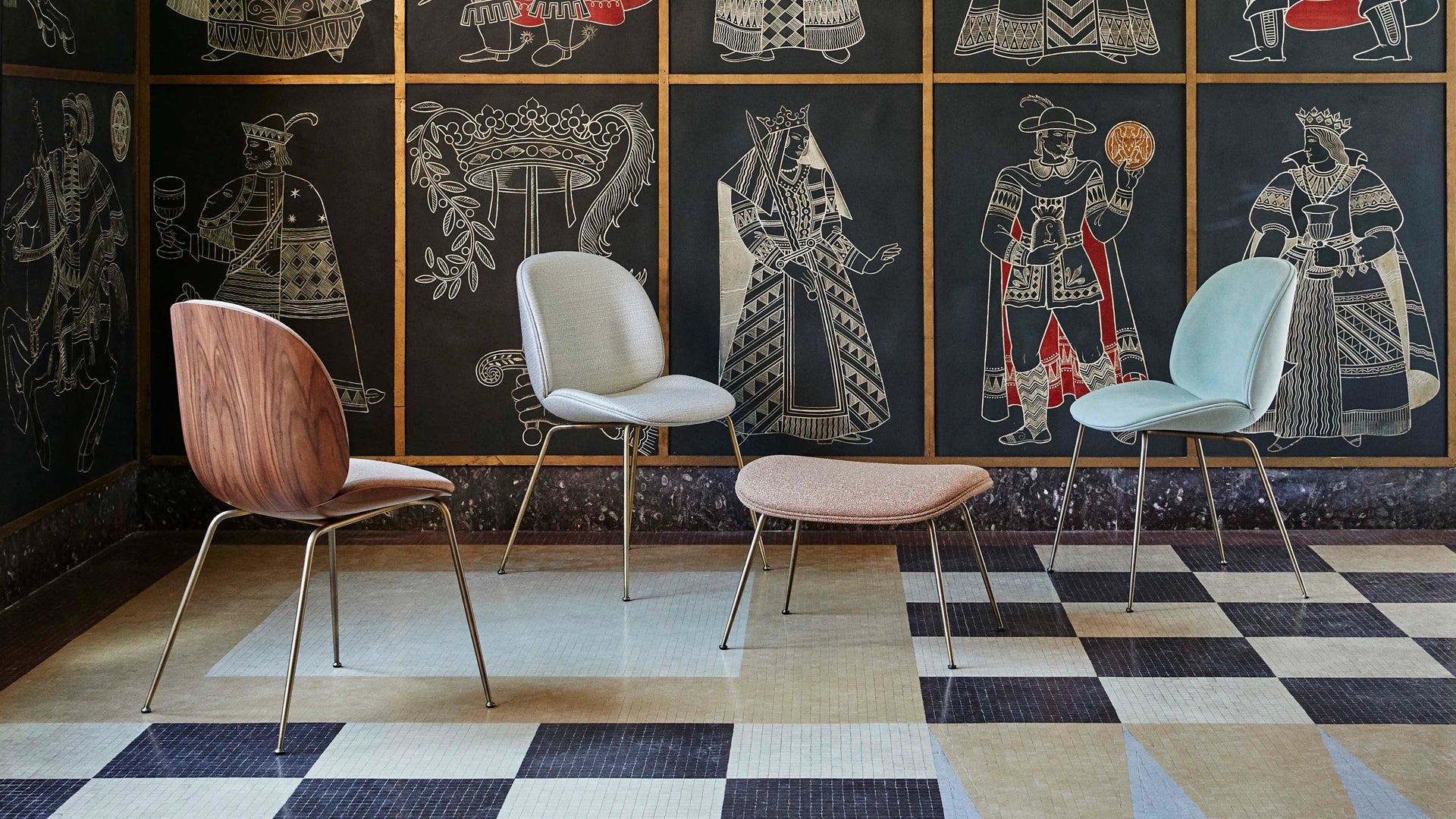 Beetle Ottoman by GUBI shown in an interior setting, view 1