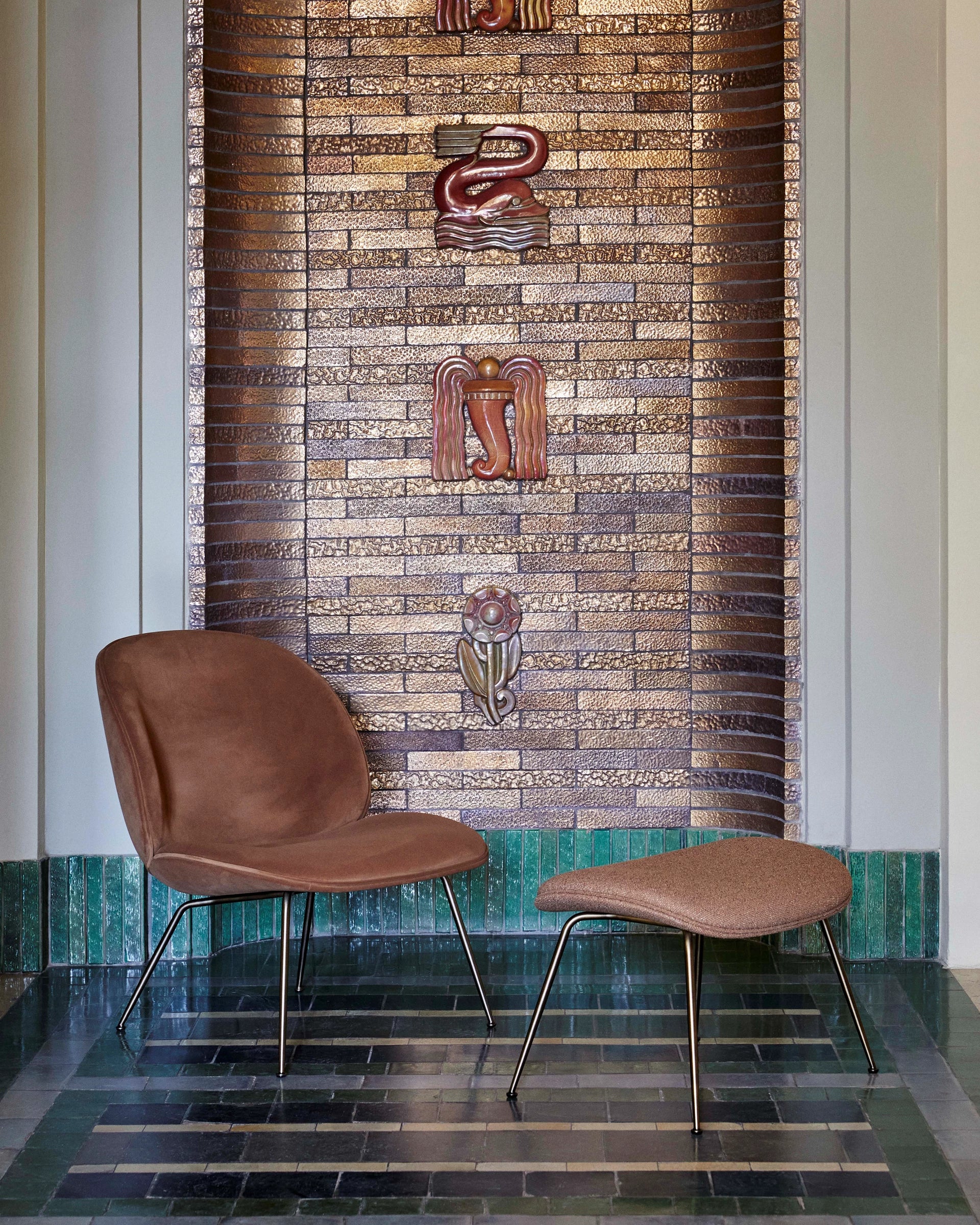Beetle Ottoman by GUBI shown in an interior setting, view 3