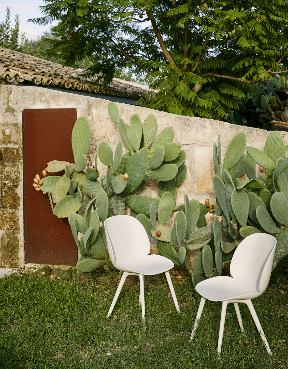 Beetle Outdoor Dining Chair by GUBI shown in an interior setting