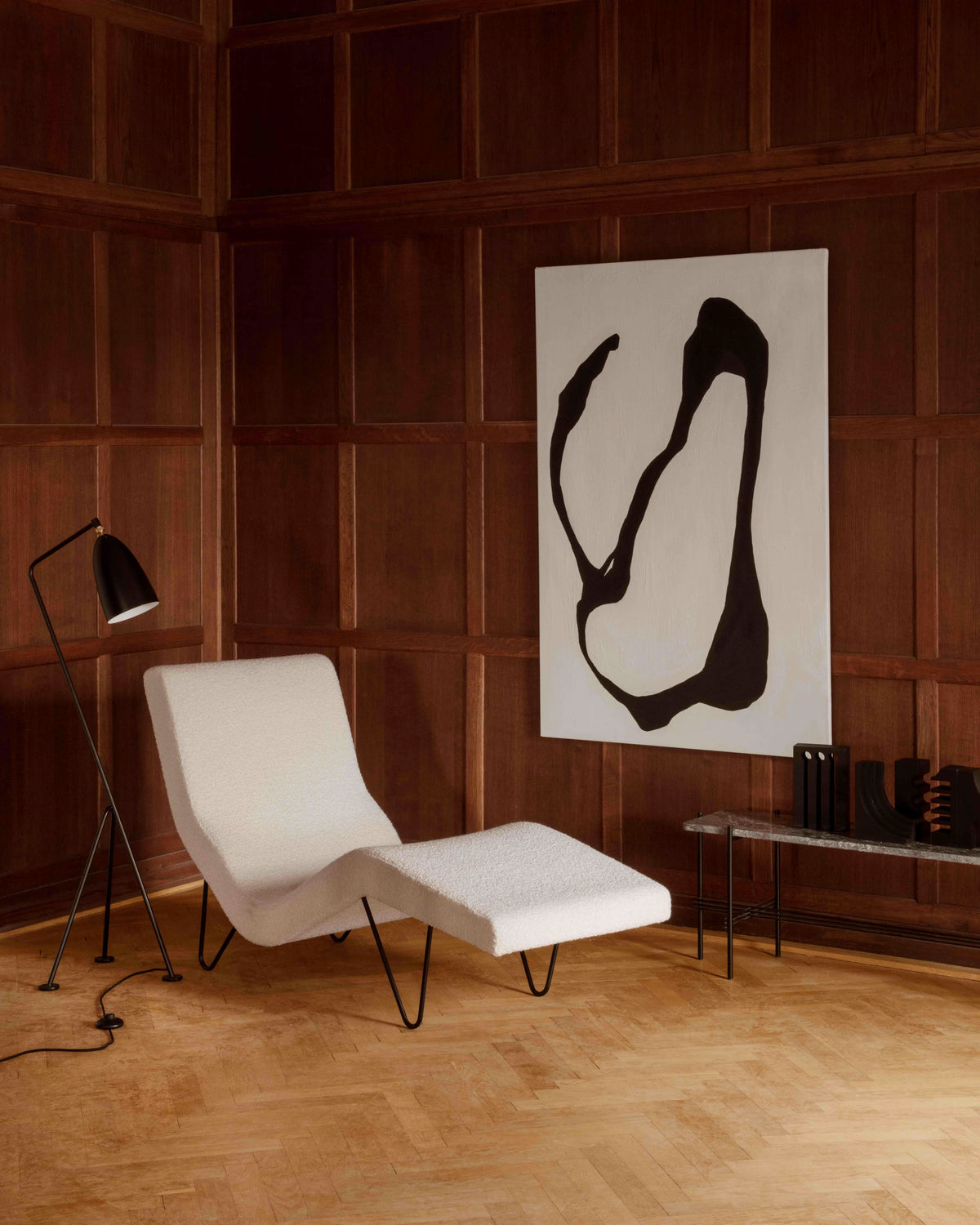 GMG Chaise Longue by GUBI shown in an interior setting, view 2