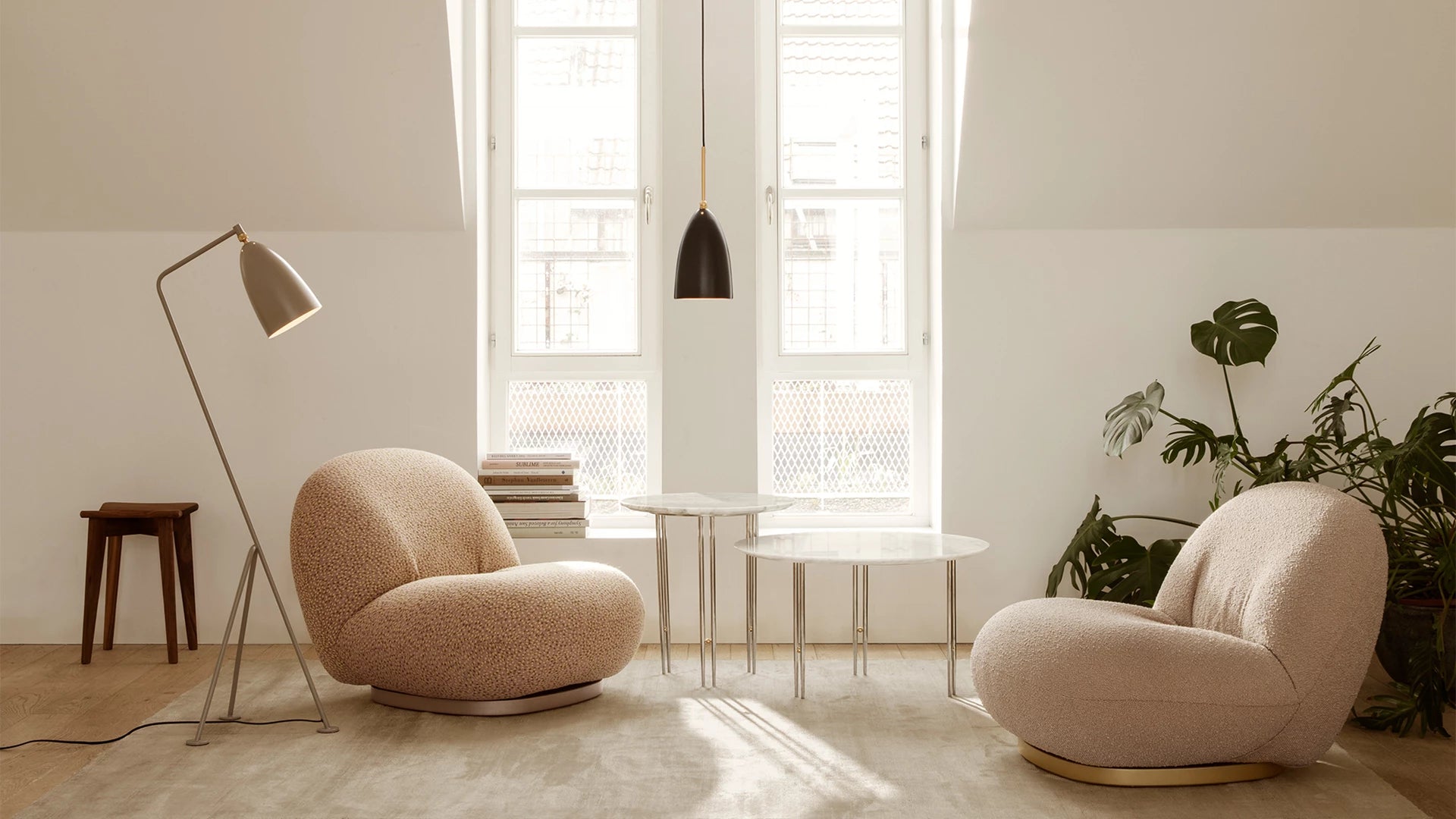 Gräshoppa Pendant by GUBI shown in an interior setting