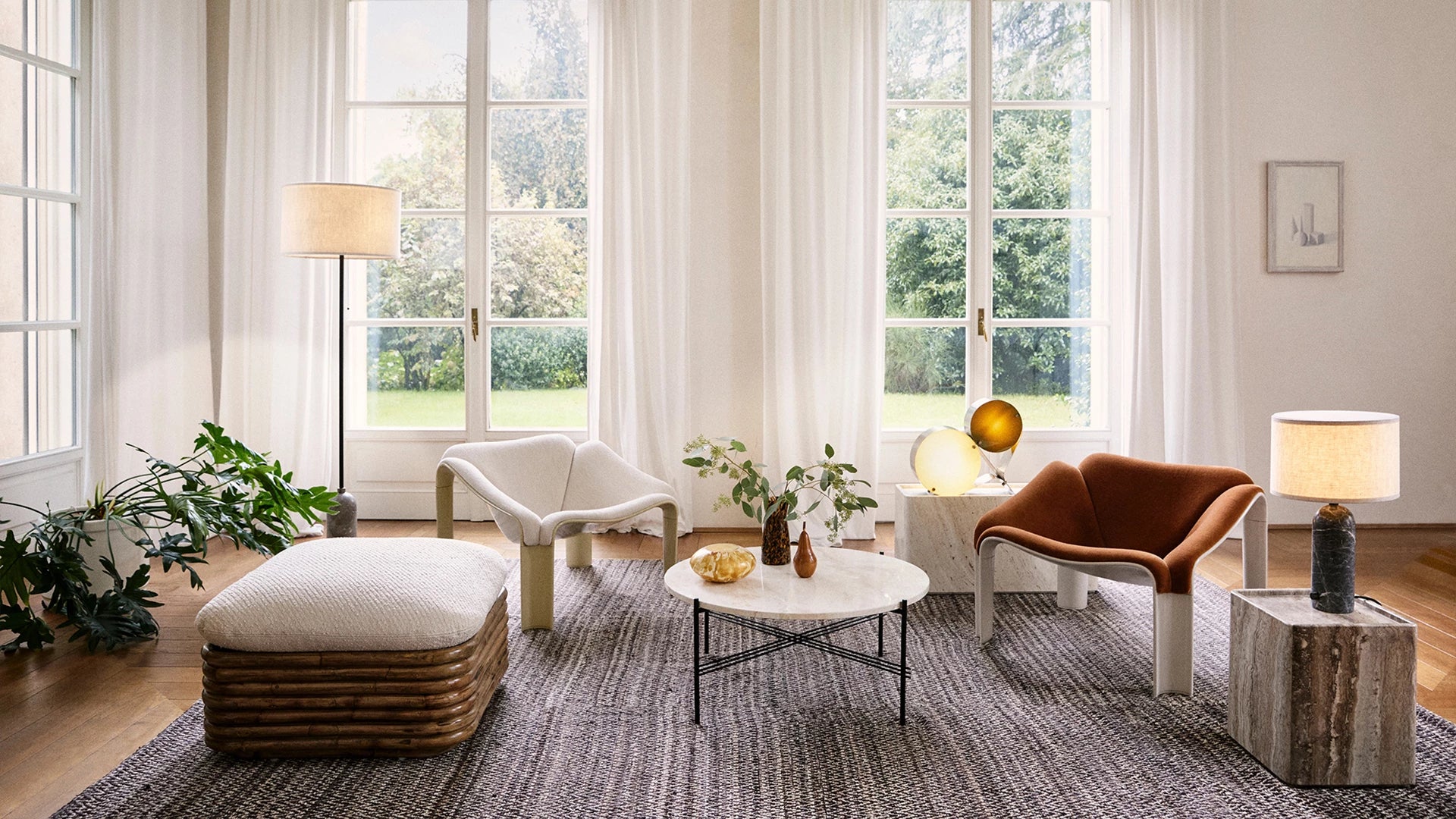 Gravity Floor Lamp by GUBI shown in an interior setting, view 1