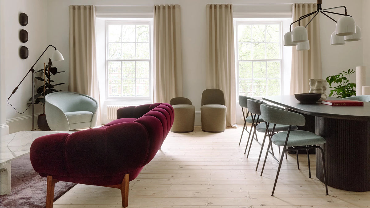 Revers Lounge Chair by GUBI shown in an interior setting