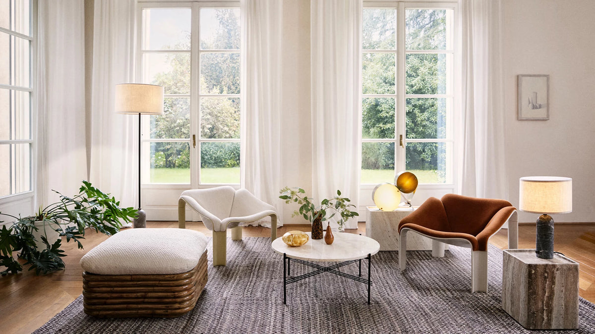 TS Coffee Table, Round by GUBI shown in an interior setting