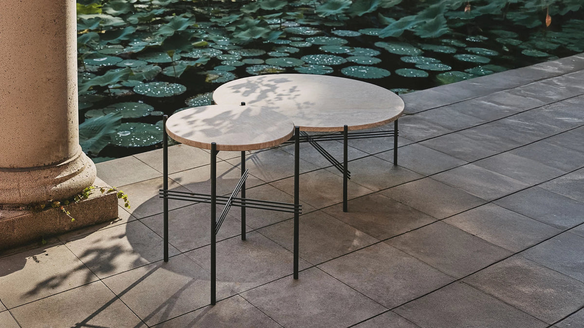 TS Outdoor Side Table by GUBI shown in an interior setting