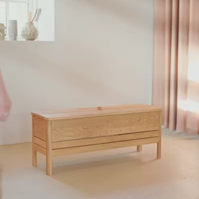 A Line Storage Bench 111, Oak — product video, source: formandrefine.com