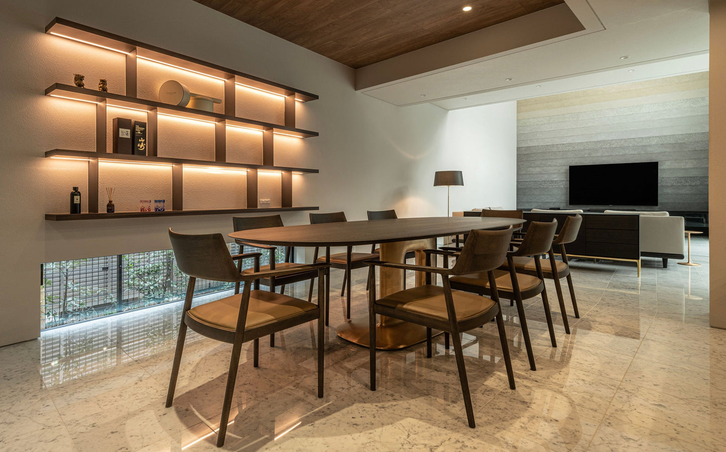 Sculpture Casting Bronze Table in a contemporary dining interior