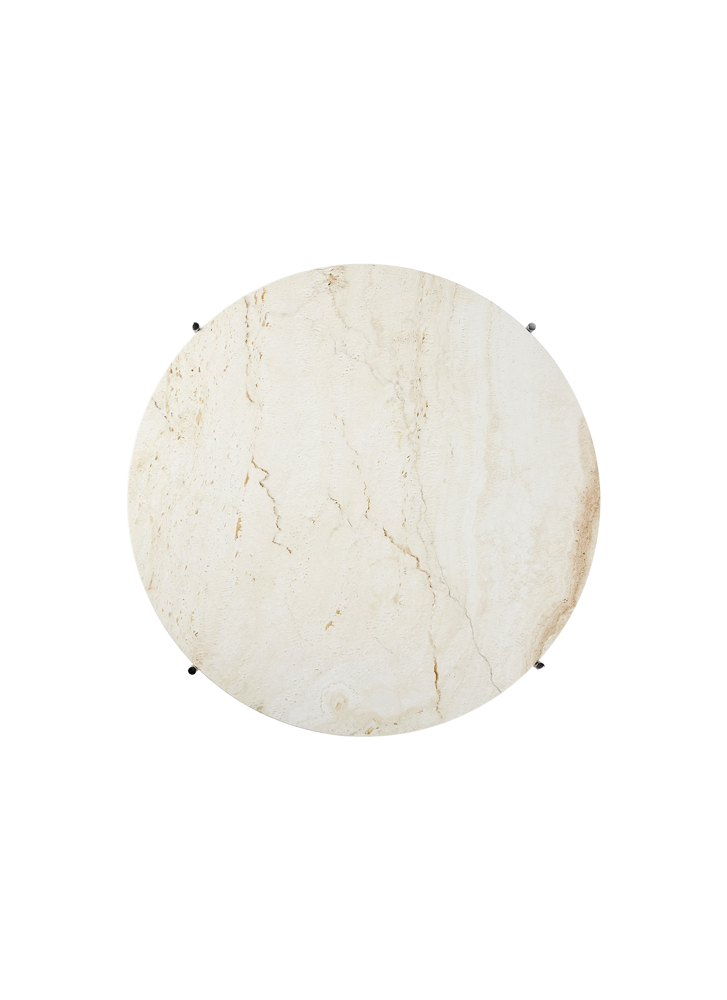TS Coffee Table, Round — DTL TS Coffee Table 80 Polished Steel Neutral White Travertine