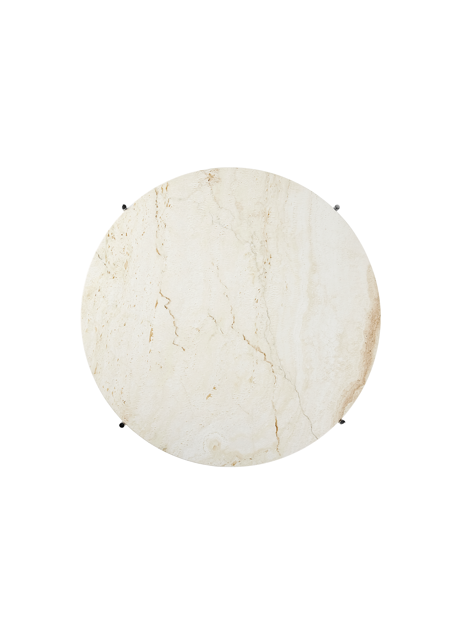 TS Coffee Table, Round — DTL TS Coffee Table 80 Polished Steel Neutral White Travertine
