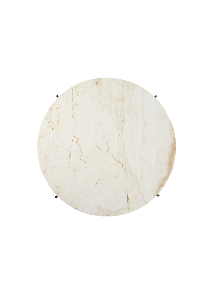 TS Coffee Table, Round — DTL TS Coffee Table 80 Polished Steel Neutral White Travertine