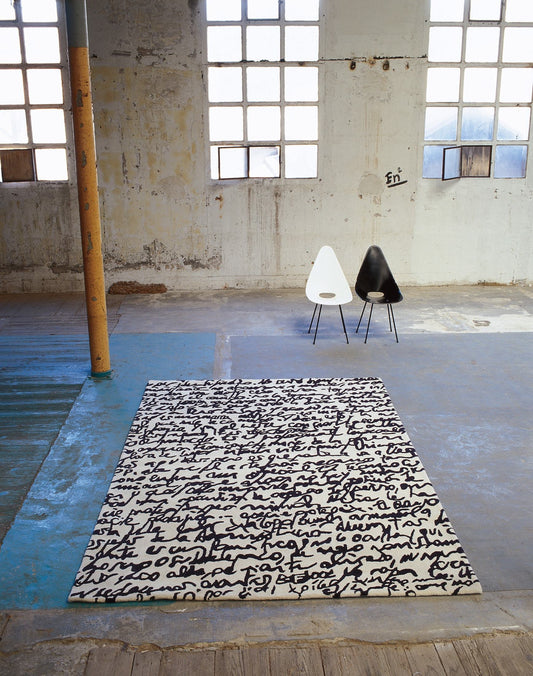 Black on White Manuscrit Rug — nanimarquina